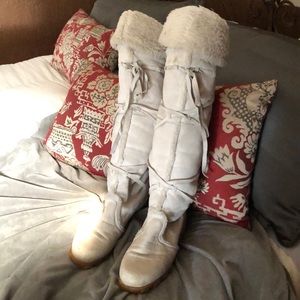 Genuine shearling vintage knee high boots
